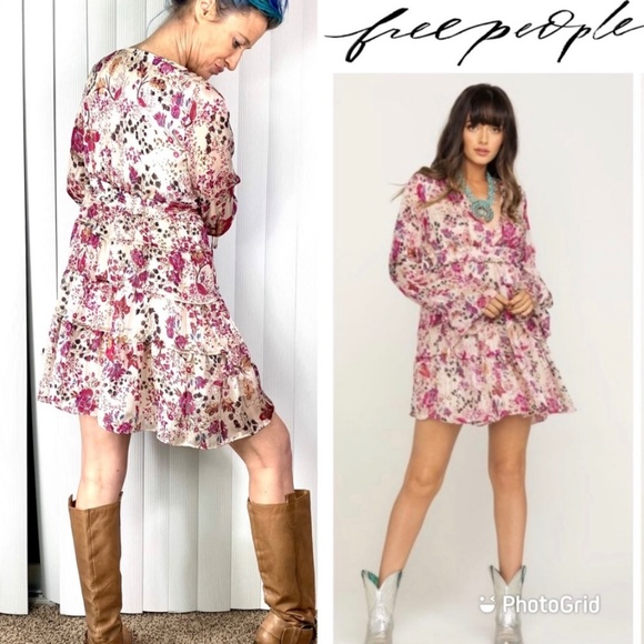 👗🌺NWT🤩 |•FREE PEOPLE•| Pretty, Flirty, Floral Tiered Dress Size Small🌺 - Picture 1 of 14